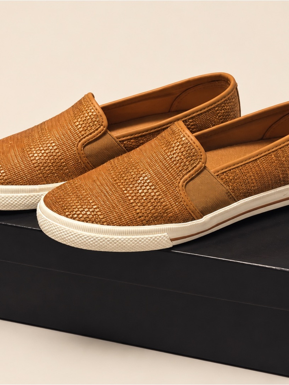 Ralph Lauren Woven Slip-On Flats in Tan